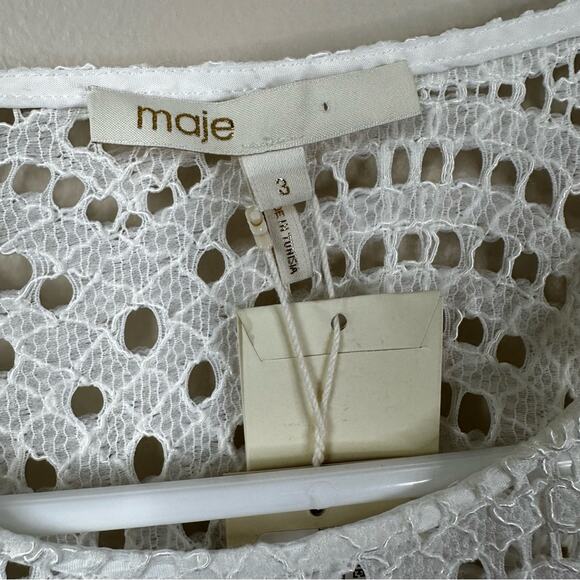 NEW Maje Dress Womens 3- US Large Raye Lace Long Sleeve in Ecru White - Picture 5 of 13
